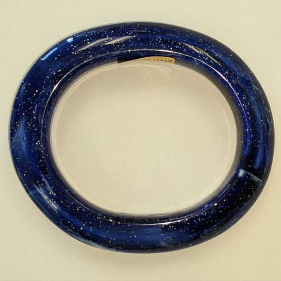 VTG NOS OVAL ITALIAN MARBLED GLITTER LUCITE BANGLE - Picture 11 of 11